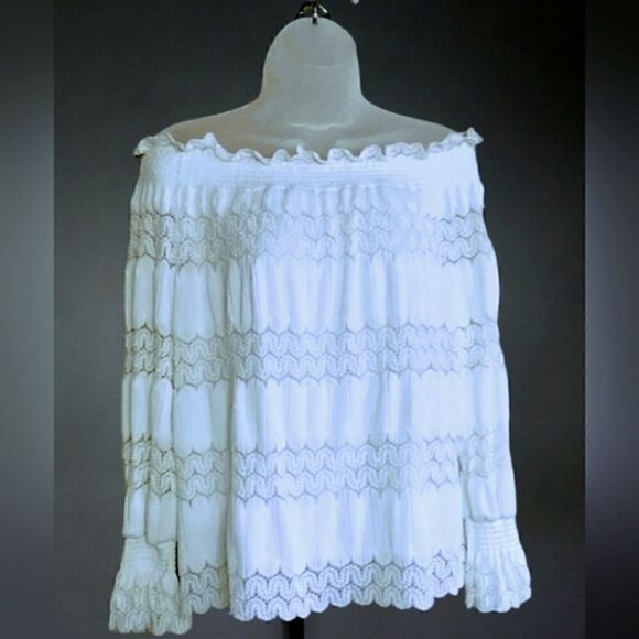 KATE & MALLORY LACE OFF THE SHOULDER BLOUSE/TOP Medium - Picture 4 of 12